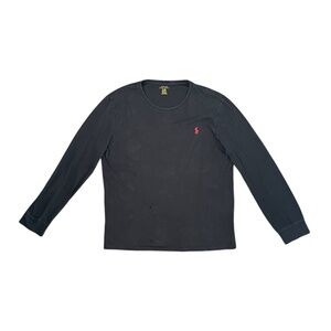 Polo Ralph Lauren Men’s Long Sleeve T Shirt Large Black Cotton Jersey Red Pony